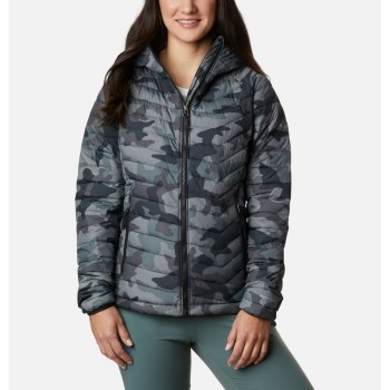 Columbia Powder Lite Hooded, Chamarras Negros Camuflados Para Mujer | 524890-RAN